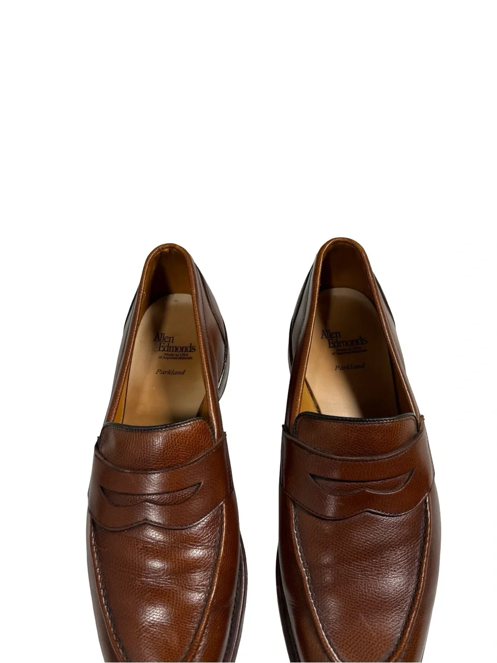 Allen Edmonds Parkland Penny Loafers Brown Pebble Leather Mens 12 D Business